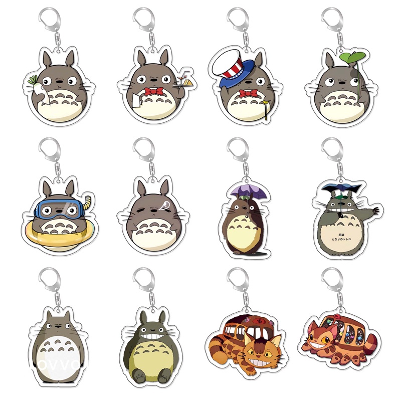 อะนิเมะ Kiki บริการจัดส่งพวงกุญแจ Spirited Away Key แหวน Ponyo บน Cliff Totoro โลหะพวงกุญแจการ์ตูนเค