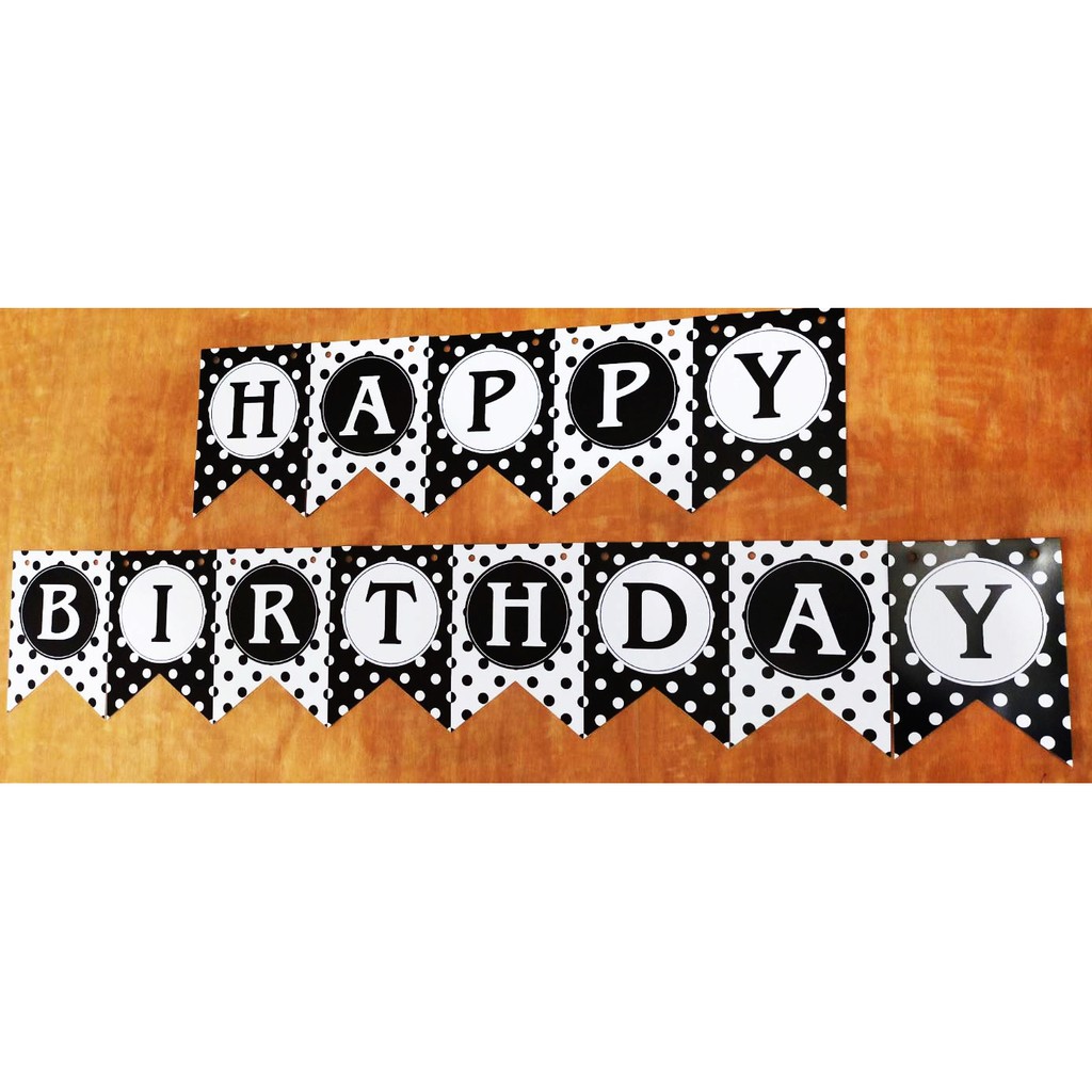 แบนเนอร์สุขสันต์วันเกิด ตกแต่งวันเกิด ลายจุด hbd