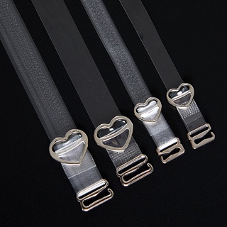 [Featured] 2Pc/Set High Elasticity Transparent Matte Love Steel Buckle Invisible Bra Straps