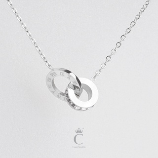CozzySayido สร้อยจี้แบบแหวนคล้อง เพชรรอบวง สลักเลขโรมัน สวยเก๋ ทนน้ำหอม ใส่เล่นทะเลได้ ไม่ลอก ไม่ดำ แข็งแรง ไม่ขาดง่าย