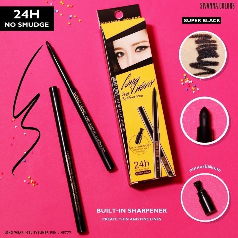 (ใช้โค้ด INCM8L3 ลด 50% สูงสุด 50 บาท)  อายไลเนอร์ ออโต้ ซิวันนา SIVANNA LONG WEAR GEL EYELINER PEN 