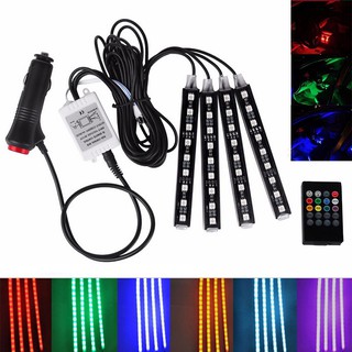 bestseller สายไฟ 9 led หลายสีสันสําหรับตกแต่งภายในรถยนต์ 4 ชิ้น