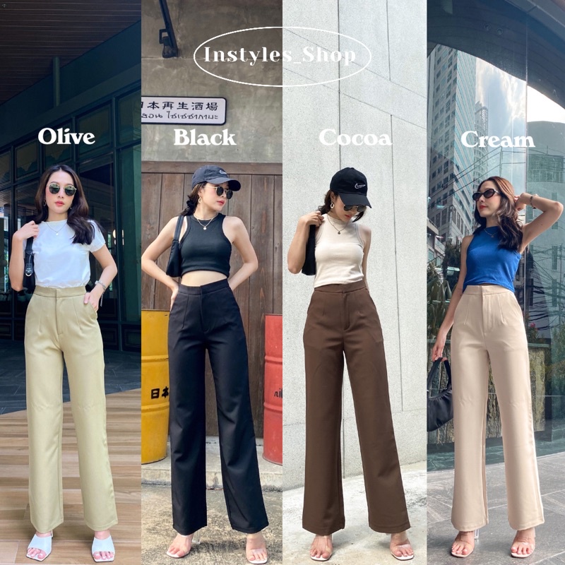 [พร้อมส่ง] instyles_shop easy pants | กางเกงขายาว Trousers กางเกงขากระบอก กางเกงขายาวผู้หญิง