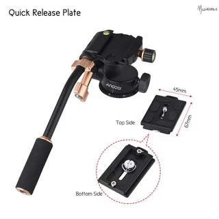 Andoer Q08S หัวหมุนกล้อง อะลูมิเนียมอัลลอย 3 มิติ พร้อมแฮนด์จับ รับน้ำหนัก 6kg รองรับหมุน 360° ถ่ายภาพพาโนรามา ขาจาน จุดยึดสกรูขนาด 1/4 นิ้ว และรูสกรูขนาด 3/8 นิ้ว หมุน 360° หัวกล้อง หัวขาตั้งกล้อง
