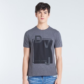 DAVIE JONES เสื้อยืด สีเทา พิมพ์ลาย DVJ Printed T-Shirt LG0011GREY