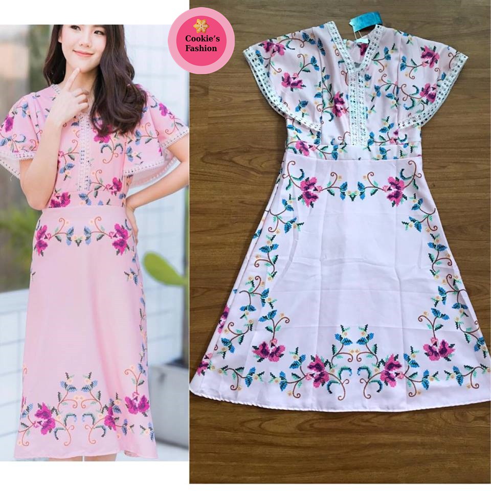 ✨💖News💖✨เดรสแฟชั่น สีชมพู 🌸งานป้าย Dress World💕 Size L-XL