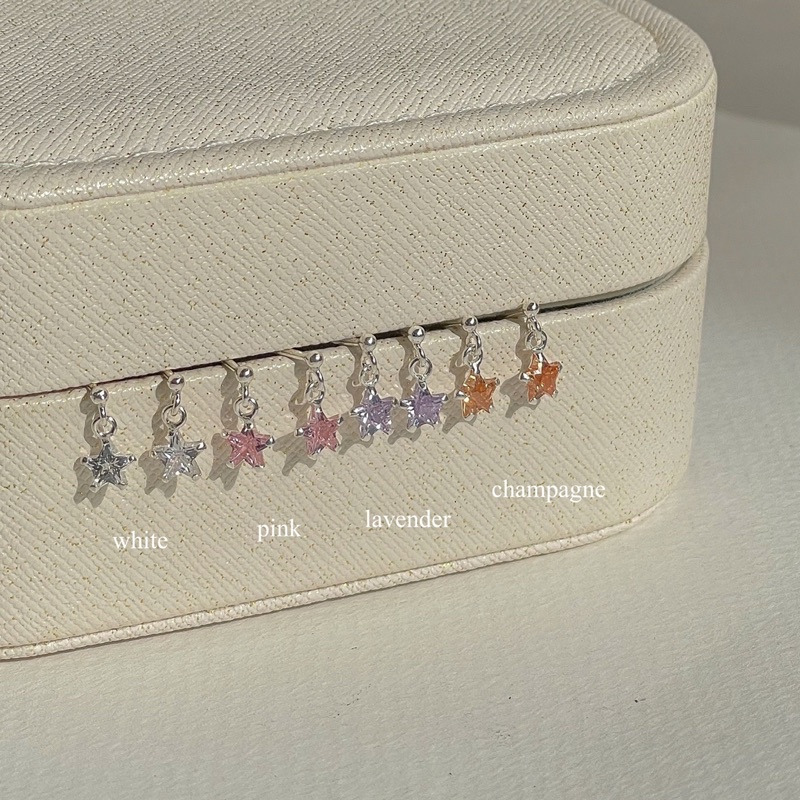 SissyJewelry // ต่างหูเงินแท้ รุ่น star ball post พลอยดาว