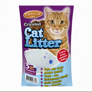 ทรายแมว Catty Cat แค็ทตี้แค็ท ชนิดคริสตัลผสมเม็ดบีทสีฟ้า (ขนาด 5 ลิตร)