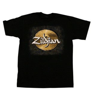 ผ้าฝ้ายคอกลมZildjian Hand Drawn Cymbal เสื้อยืดสีดำสามารถปรับแต่งได้from S-4XL