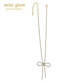 Miniglam Bow Tie Crystal Short Necklace (Gold) สร้อยคอโชคเกอร์คริสตัลรูปโบว์สีทอง