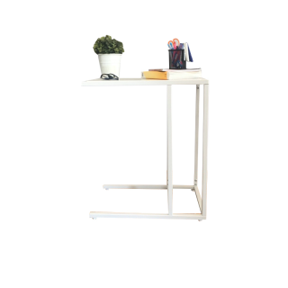 Ctrend โต๊ะเหล็กวางของ โต๊ะเอนกประสงค์ โต๊ะทำงานวางโน้ตบุ้ค Steel side table สีขาว