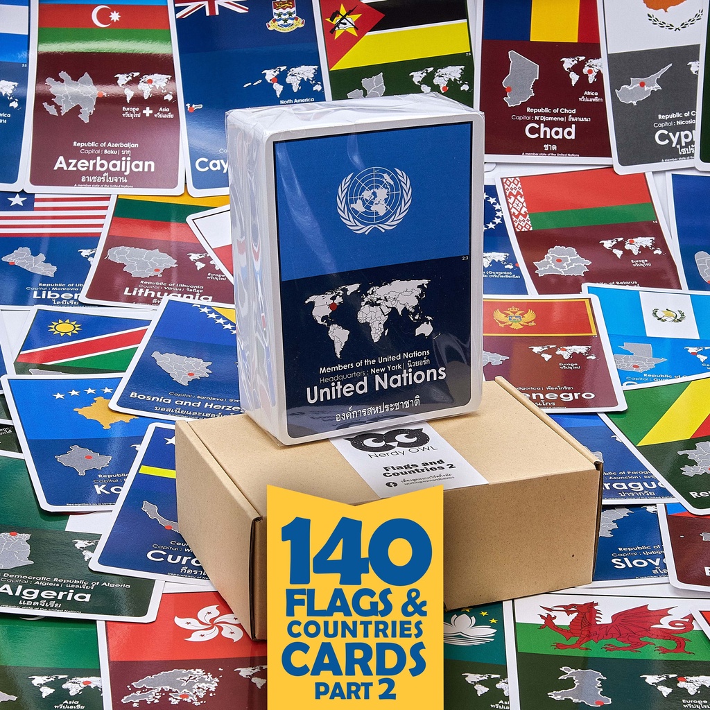 แฟลชการ์ด บัตรคำ การ์ดคำศัพท์ Flash Cards [ธงชาติ/ประเทศ ชุด 2 Flags & Countries Part 2] 140 ใบ ของเล่นเสริมพัฒนาการ