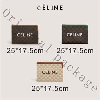 Brand new authentic Celine small TRIOMPHE artificial leather and sheep leather clutch