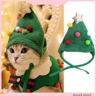 (Malukusk) Pet Hat Christmas Tree Shape Headdress Green Pet Dogs Beanie for Christmas