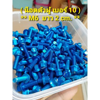 น็อตตัวผู้เบอร์ 10  ( M6. ยาว 2 Cm. ) น็อตชุดสีWave  น็อตชุดสีเวฟ