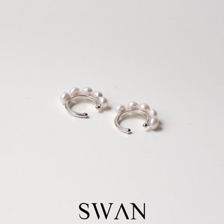 SWAN - Mera Pearl Cuff ต่างหูหนีบ เงินแท้ ไม่ต้องเจาะ ประดับมุกแท้ มุกน้ำจืด