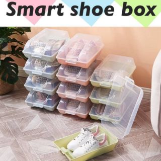 Smart shoe box กล่องใส่ของใส่รองเท้าอัจฉริยะ
กันฝุ่นต่อเป็นคอนโดได้  มีสีชมพู  เขียว  ฟ้า