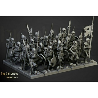 Skeleton Warrior Unit - 3d print miniature board game model war game - Highlands Miniatures