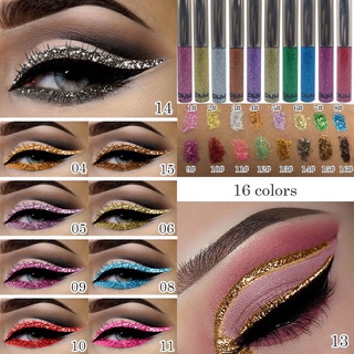 16 colors Cosmetic Bright Shiny Pearlescent Waterproof Eyeshadow Glitter Liquid Long Lasting Makeup Metallic Eye Liner Tools