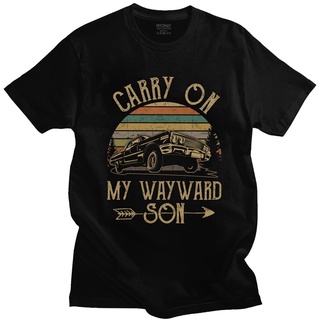 เสื้อยืด ผ้าฝ้าย พิมพ์ลาย Carry On My Wayward Son Dark Heather สไตล์วินเทจ สําหรับผู้ชาย