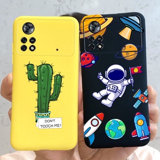 เคสโทรศัพท์ซิลิโคน TPU แบบนิ่ม ลายนักบินอวกาศ กระบองเพชร สําหรับ Xiaomi Poco X4 Pro 5G Poco M4 Pro 4G