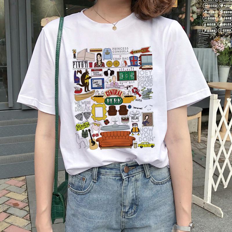 เสื้อเด็กหญิง - เพื่อนทีวีใหม่ 2019 ขายแบรนด์พิมพ์ร้อนเสื้อยืดการ์ตูน tshirts ผู้หญิงสไตล์เสื้อยืดน