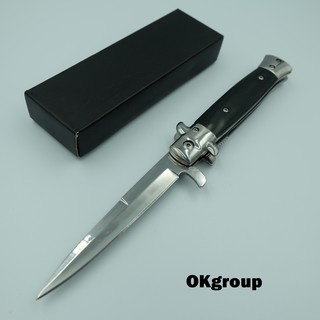 OKgroup NB003-BLACK and BROWN_Folding knife, Italian knife มีดพับ มีดพกพา มีดเดินป่า มีดสวยงาม 3CR13MOV ยาว9.0นิ้ว