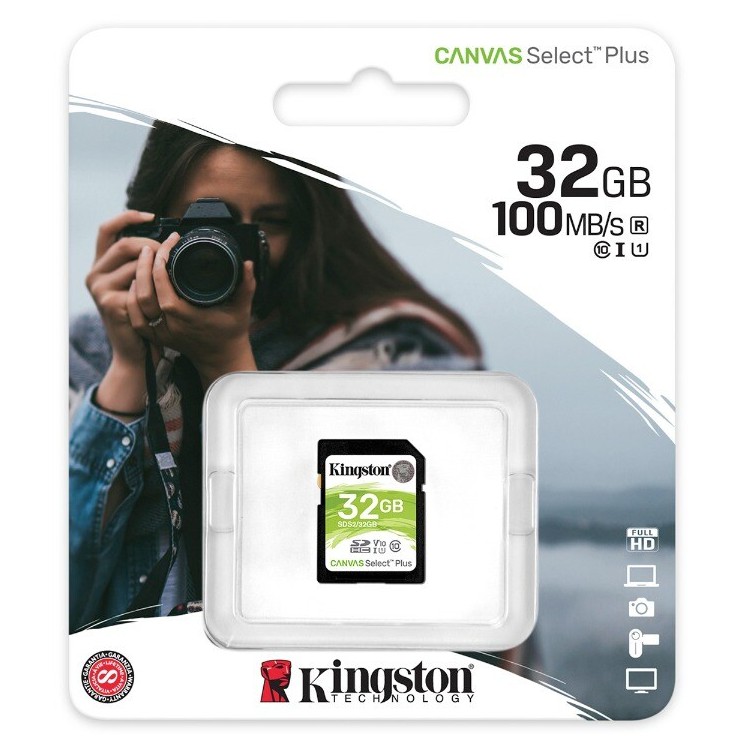 Kingston 32GB Canvas Select SD Card Class 10 100MB/s (SDS2/32GB)