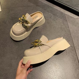 💕พร้อมส่ง💕เป่าโถวครึ่งหนึ่ง สูง5cm. Size 35-40💕 รองเท้าเปิดส้น รองเท้าแตะแพลตฟอร์ม  รองเท้าส้นเตารีด รองเท้าผู้หญิง