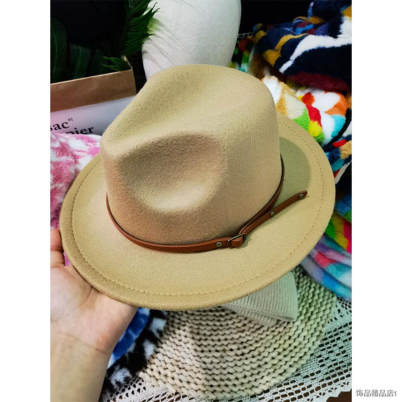 ▲﹍♀Hats for Women Kids Child Small 52cm Solid Belt Kids Fedora Formal Dress Wedding Camel Black Child Fedora Hat Sombrer