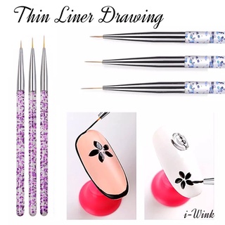 [3ชิ้น] เพ้นท์เล็บ พู่กันเพ้นท์ พู่กันปลายแหลม พู่กันลากเส้น Thin Liner Drawing