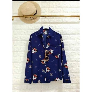 เสื้อเชิ้ตฟรีไซส์ สวยไฮโซ ลายการ์ตูน น่ารัก