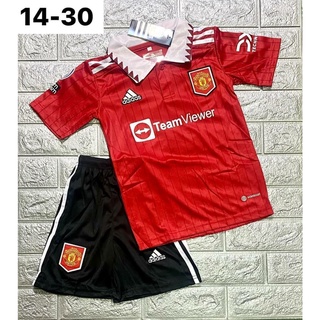 ราคาชุดฟุตบอลเด็ก ชุดกีฬาเด็ก (เสื้อ+กางเกง) แมนยูSIZE14-30 ฤดูกาล2022-2023