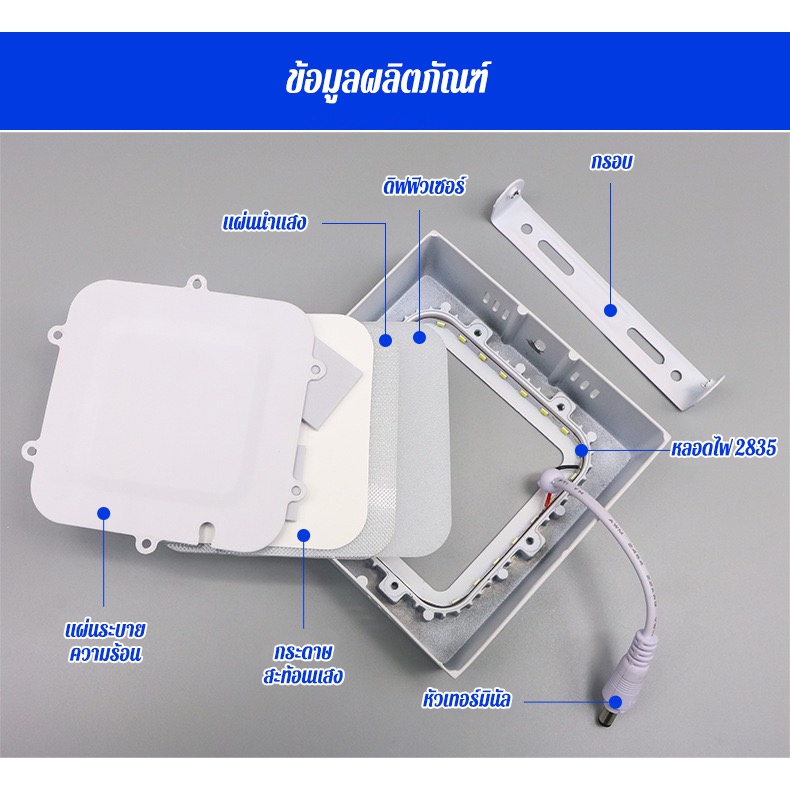 ONE STAR โคมไฟดาวน์ไลท์ LED แบบ ลอย ขนาด 12W 18W 24W กรอบสีน้ำตาลลายไม้ แสงสีขาว สีวอร์มไวท์ รูปทรงกลม - รูปที่ 3