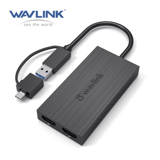 Wavlink อะแดปเตอร์ USB 3.0 เป็น HDMI คู่ เอาท์พุตหน้าจอ 4K type A type C HDMI คู่ รองรับ