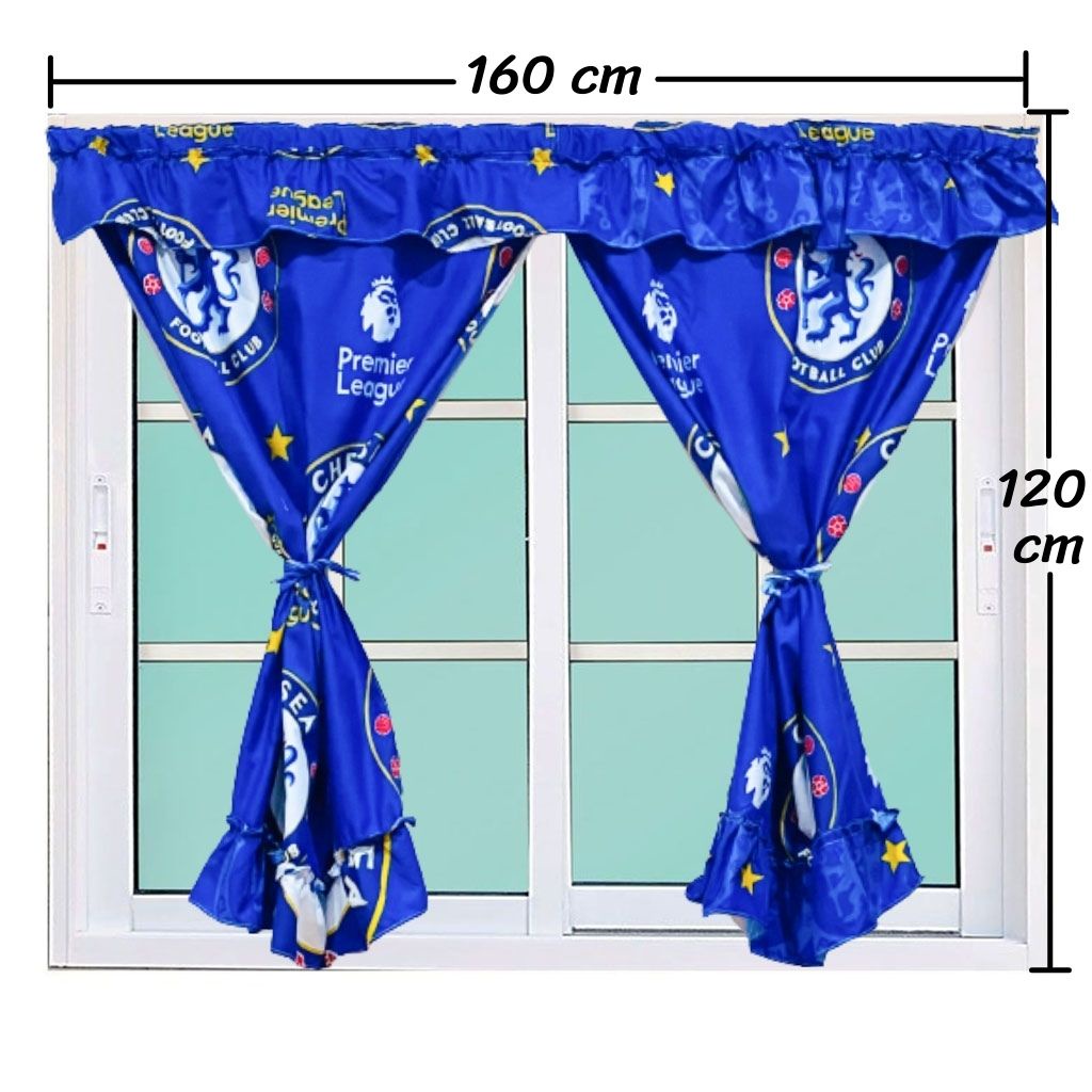 ผ้าม่านหน้าต่างลายการ์ตูน ผ้าม่านหน้าต่างบานคู่ พร้อมอุปกรณ์ติดตั้ง