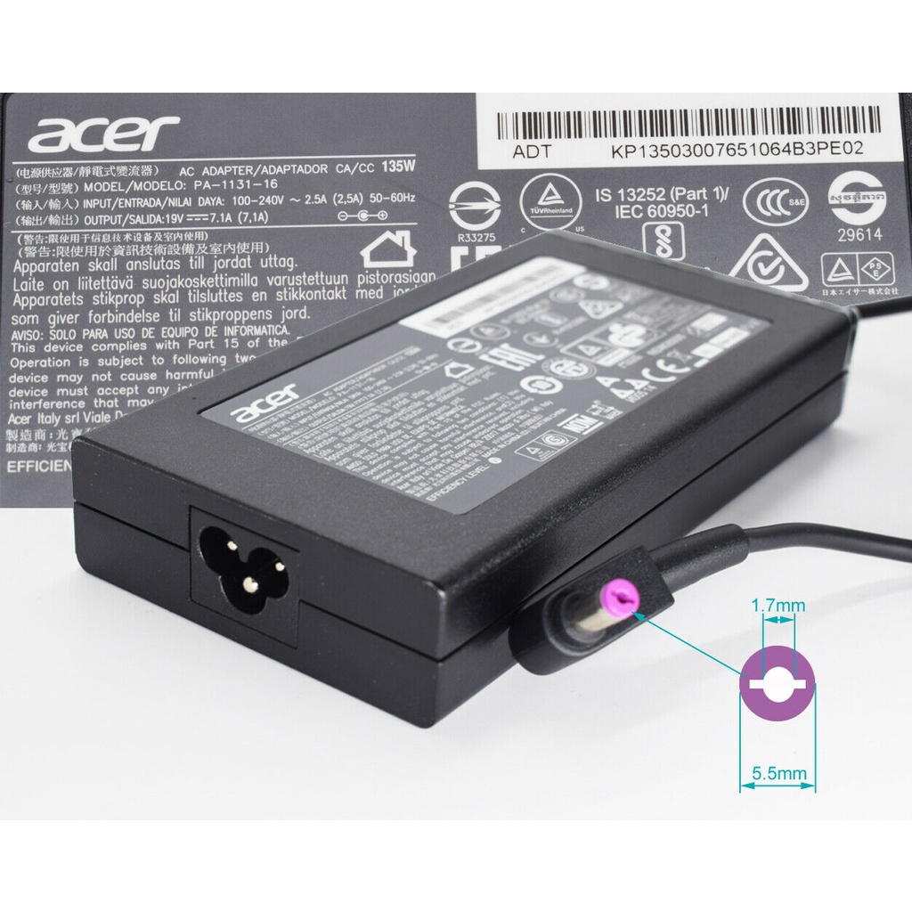 Acer Nitro 5 AN515-44-R5FT 19V 7.1A 5.5*1.7 มม.Adapter 135W Power Supply Charger VX5