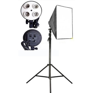 ไฟสตูดิโอ Softbox 50x70cm พร้อมขั้วไฟ4ขั้วและขาตั้งไฟ2เมตร.