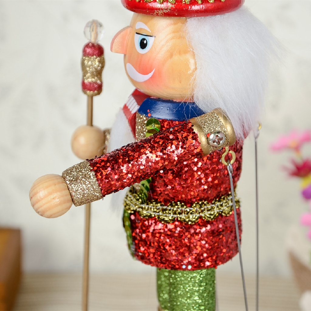 ♥【GOOD QUALITY】Wooden Nutcracker Walnut Soldier Music Box Christmas