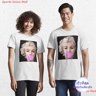 เสื้อยืดเท่ๆมอนโร วงดนตรี หิน ดนตรี เด็กผู้ชาย เสื้อยืด MARILYN MONROE : Bubble Gum Blowing Print Essential T-Shirt