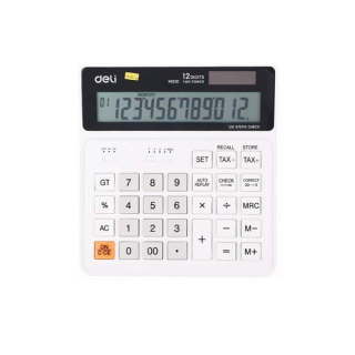 Deli เครื่องคิดเลข เครื่องคิดเลขแบบตั้งโต๊ะ เครื่องคิดเลขแบบพกพ อุปกรณ์คิดเลข 12 หลัก สองสี อุปกรณ์สำนักงาน Calculator