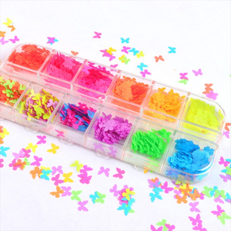 San* แม่พิมพ์เรซิ่นกลิตเตอร์โฮโลแกรม 12 ช่อง/กล่อง Diy สําหรับทําเล็บ - รูปที่ 2