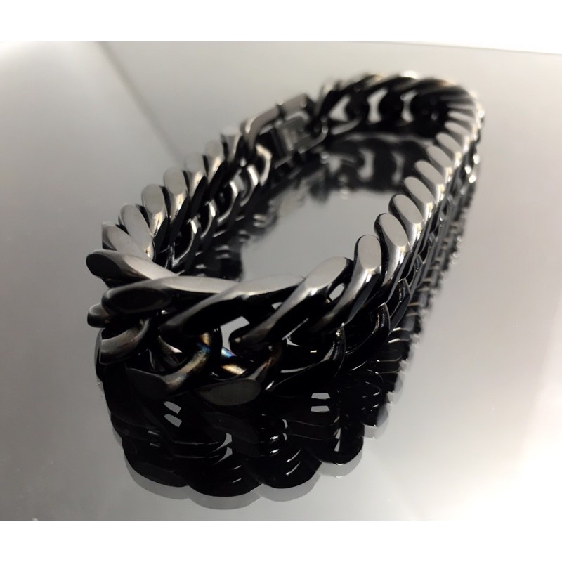 B-248 สร้อยข้อมือสแตนเลส  เลสดำ  กว้าง8mm 10mm 12mm เลสข้อมือBlack color สร้อยข้อมือสแตนเลสแท้ ข้อมือเกรดพรีเมี่ย