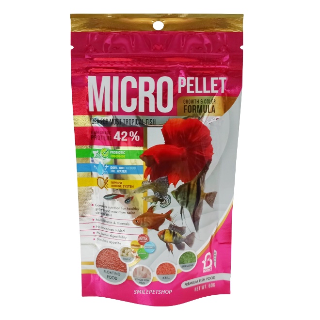 BOOST MICRO PELLETGROWTH&COLOR 60 g.(อาหารสำหรับปลาขนาดเล็ก สูตรเร่งโต และเร่งสี) - รูปที่ 3