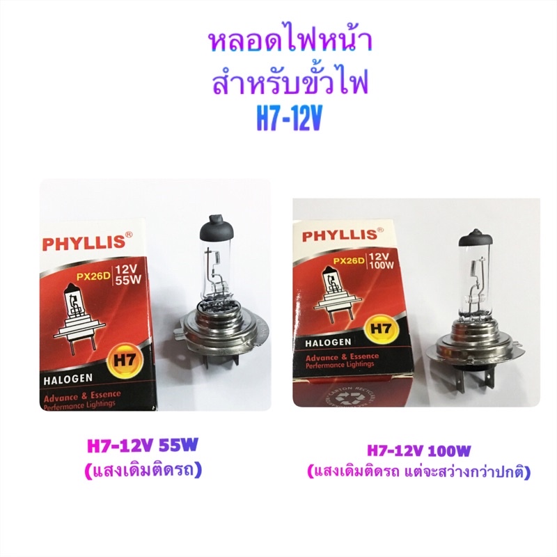 PHYLLIS หลอดไฟหน้า H7-12V 55W & H7-12V 100W
