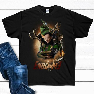 เสื้อยืดผ้าฝ้ายพิมพ์ลายแฟชั่น Avengers Endgame Loki Tom Hiddleston Signature Shirt Black Men TShirt 6QJH