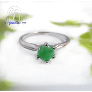 Finejewelthai-แหวนหยก-หยกแท้-แหวนพลอย-แหวนเงินแท้-พลอยประจำเดือนเกิด-Jade-Silver-Ring-Birthstone-R1184jd