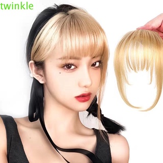 Twinkle1 แฮร์พีชผมหน้าม้าปลอม ผ้าลินิน 3D พร้อมทัพพีไฟเบอร์ธรรมชาติ อุณหภูมิสูง หลากสี