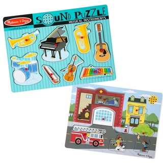 [SALE มีเสียง8ชิ้น] พัซเซิลมีเสียง ดับเพลิง เครื่องดนตรี Melissa &amp; Doug Sound Puzzle พัซเซิลมีเสียงสอดคล้อง ไม้อย่างดี ทนทาน ปลอดภัย หลากรุ่น 732/736 ไม่มียี่ห้ออื่น รีวิวดีใน Amazon USA จับถนัดมือ ของเล่นเด็ก