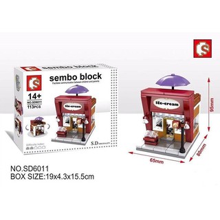 ตัวต่อ SEMBO BLOCK : Mini Street building ร้านไอติม SD 6011 จำนวนตัวต่อ 113 ชิ้น